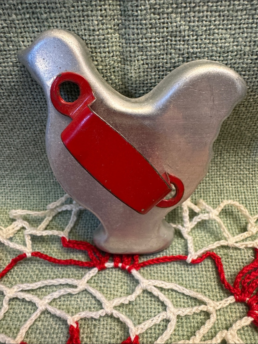Rooster or Chicken-Shaped Cookie Cutter with Red Metal Handle